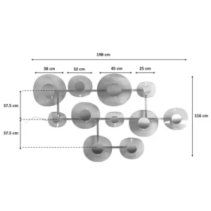 Kare Design Applique 11 Abat-jours En Verre Et Acier Doré 15