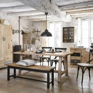 Maisons Du Monde Applique Industriel Ajustable En Bois De Manguier Et Métal Noir 16