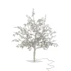 LANADECO Arbre Feuilles Paillettes Led Métal Argent H56cm 10