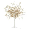 LANADECO Arbre Feuilles Paillettes Led Métal Or H100cm 11