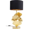 Kare Design Lampe 5 Feuilles De Ginkgo Acier Doré Et Abat-jour Coton Noir 14