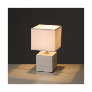 Unimasa Lampe à Poser Base En Bois Blanchi Et Abat-jour Blanc 8