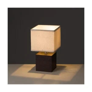 Unimasa Lampe à Poser Base En Bois Foncé Et Abat-jour Beige 8