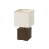 Unimasa Lampe à Poser Base En Bois Foncé Et Abat-jour Beige 22