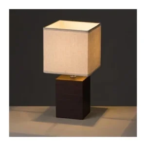 Wadiga Lampe à Poser Base En Bois Foncé Et Abat-jour Beige H33 8