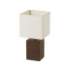 Wadiga Lampe à Poser Base En Bois Foncé Et Abat-jour Beige H33 22