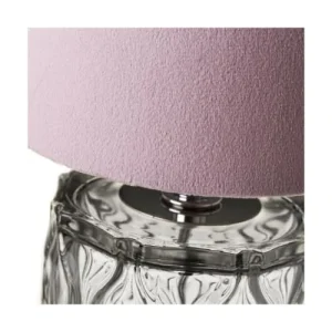 Unimasa Lampe à Poser Base En Verre Et Abat-jour En Velours Mauve – Hauteur 29 10