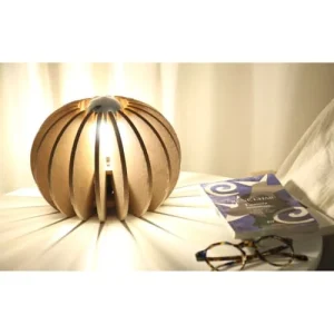 Rif Lampe à Poser Bois Boule Beige Foncé D20cm 14