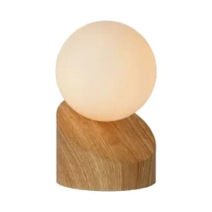 Lucide Lampe à Poser Bois Et Verre Interrupteur Tactile D10cm 18