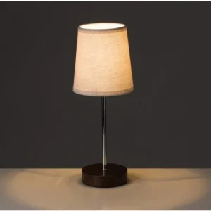 Unimasa Lampe à Poser Bois Foncé Métal Chromé Et Abat-jour Beige 8