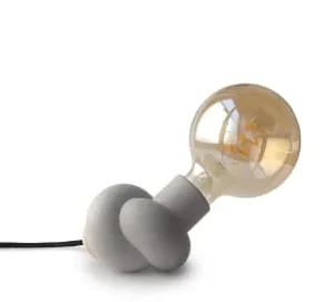 Gone’s Lampe à Poser En Béton Et Bois Cordon Noir Ampoule LED Edison 16