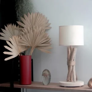 Coc’art Lampe à Poser En Bois Blanc Cassé 6