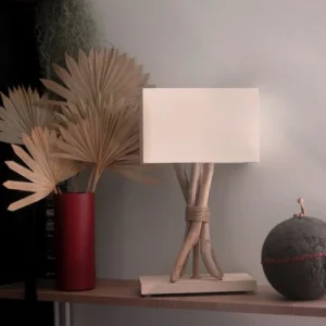 Coc’art Lampe à Poser En Bois Blanc Cassé 6