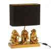 Wadiga Lampe à Poser En Résine Dorée Et Abat-jour Noir 30×12,5x32cm 16