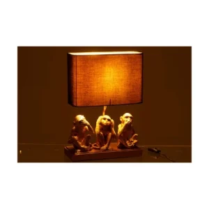 Wadiga Lampe à Poser En Résine Dorée Et Abat-jour Noir 30×12,5x32cm 9