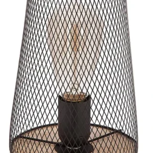 Home Maison Lampe à Poser Grille Et Bois Métal Noir Hauteur 23 Cm 6