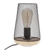 Home Maison Lampe à Poser Grille Et Bois Métal Noir Hauteur 23 Cm 20