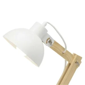 BRILLIANT Lampe à Poser Métal Blanc Et Bois Naturel H59cm 7