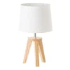 Unimasa Lampe à Poser Trépied Bois Et Abat-jour Blanc H33,5cm 19