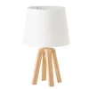 Unimasa Lampe à Poser Trépied Bois Et Abat-jour Blanc H34,5cm 10