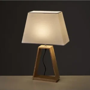 Unimasa Lampe à Poser Triangle Bois Et Abat-jour Blanc – Hauteur 60cm 9