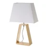 Unimasa Lampe à Poser Triangle Bois Et Abat-jour Blanc – Hauteur 60cm 22