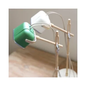 Swabdesign Lampe à Poser Verte Et Bois H60cm 12