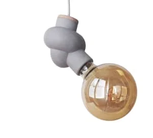 Gone’s Lampe à Suspendre En Béton Et Bois Cordon Noir Ampoule LED Edison 13