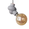 Gone’s Lampe à Suspendre En Béton Et Bois Cordon Noir Ampoule LED Edison 16