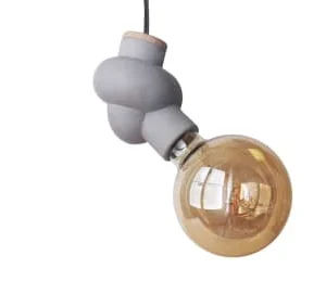 Gone’s Lampe à Suspendre En Béton Et Bois Cordon Noir Ampoule LED Edison 15