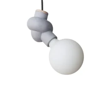 Gone’s Lampe à Suspendre En Béton Et Bois Cordon Noir Ampoule LED Porcelaine 16