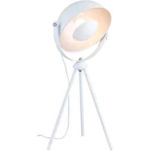 ATHM DESIGN Lampe Abat Jour Blanc Et Pieds Métal 12