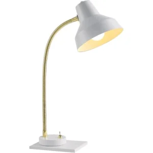 ATHM DESIGN Lampe Abat Jour Métal Et Pied Blanc 12