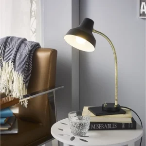 ATHM DESIGN Lampe Abat Jour Métal Et Pied Noir 10