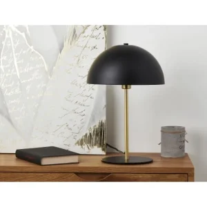 ATHM DESIGN Lampe Abat Jour Noir Pied Métal Doré 10