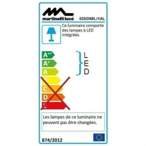 Martinelli Luce Lampe Ampoules LED Pied Télescopique H66-86cm 14