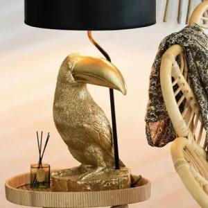 Meubles & Design Lampe Art Déco Forme Toucan Résine Doré 9