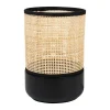 Decoratie Lampe Base Bois Noir Abat-jour Rotin 8