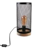 The Home Deco Factory Lampe Cylindre Grille En Métal Noir Et Bois 19