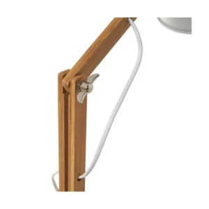 Unimasa Lampe De Bureau Articulée Métal Blanc Et Bambou H40,5cm 16