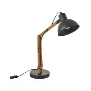 Unimasa Lampe De Bureau Articulée Métal Blanc Et Bambou H40,5cm 18