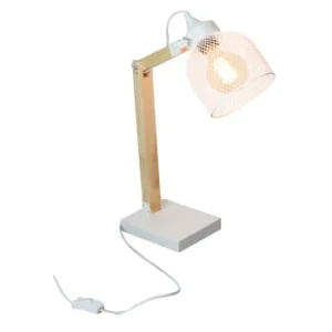 The Home Deco Factory Lampe De Bureau Inclinable En Bois Et Métal H.38 Cm Blanc 12