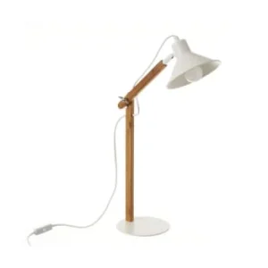 Unimasa Lampe De Bureau Métal Noir Et Bambou H53cm 18