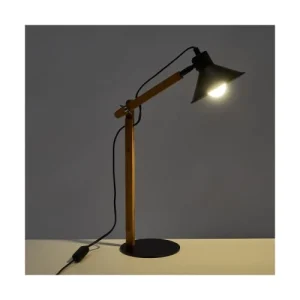 Unimasa Lampe De Bureau Métal Noir Et Bambou H53cm 10