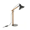 Unimasa Lampe De Bureau Métal Noir Et Bambou H53cm 16