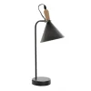 Wadiga Lampe De Bureau Métal Noir Et Bois 16x24x46cm 20