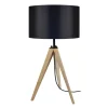 TOSEL Lampe De Chevet Bois Naturel Et Noir 22