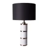 Lastdeco Lampe De Table En Acier, Marbre Et Lin, Blanche Et Noire 38x38x72,4 14