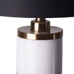 Lastdeco Lampe De Table En Acier, Marbre Et Lin, Blanche Et Noire 38x38x72,4 12