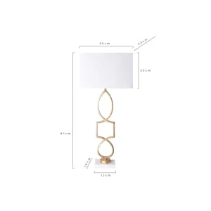 Lastdeco Lampe De Table En Acier, Marbre Et Lin En Blanc Et Or 36x23x81 12